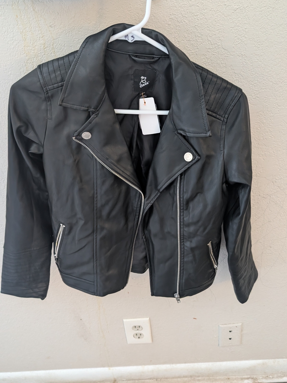 Black Faux Leather Moto Jacket - Women